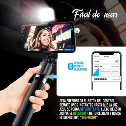 Trípode Inalámbrico - 6 en 1 Selfie Stick (NEGRO)