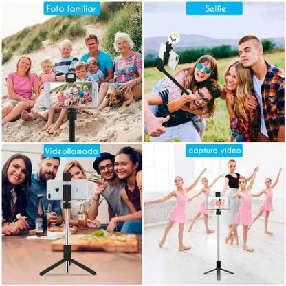 Trípode Inalámbrico - 6 en 1 Selfie Stick (NEGRO)