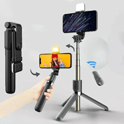 Trípode Inalámbrico - 6 en 1 Selfie Stick (NEGRO)